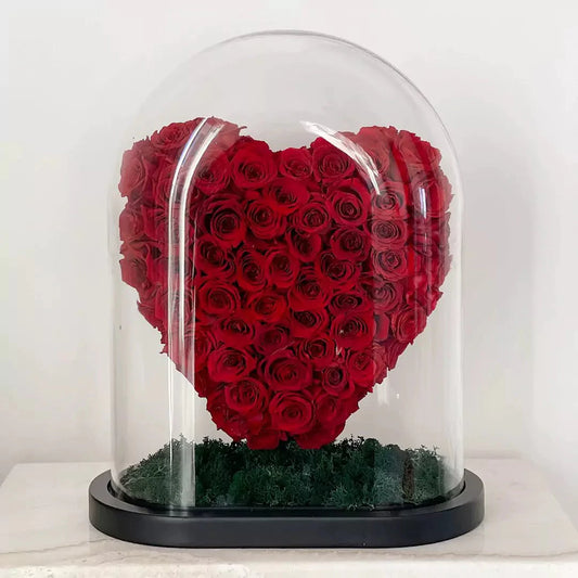 Grand Forever Heart Rose Dome - Red