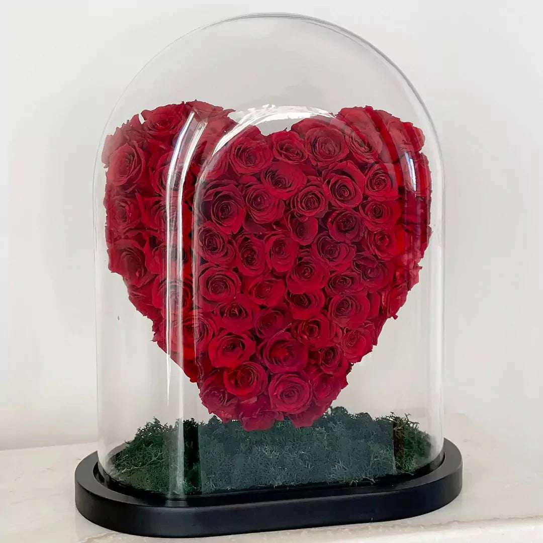 Grand Forever Heart Rose Dome - Red