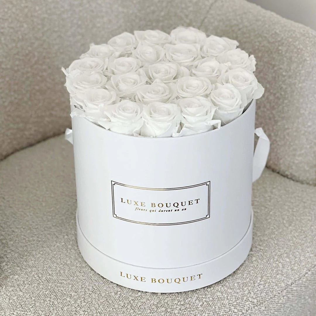 Luxe Range Everlasting Rose Box - White Roses