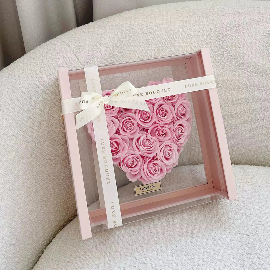 Pink Seated Heart Box | Forever Roses